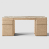Bureau de direction moderne de 78 pouces avec deux tiroirs, finition aspect bois clair et plateau aspect pierre pour bureau à domicile