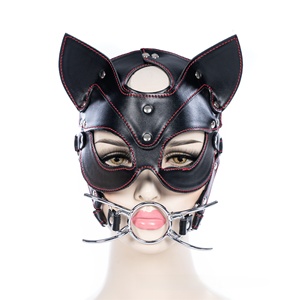 Masque sexy pour adulte, demi-visage, type harnais de cheval, masque pour les yeux, masque pour la bouche, masque bouche-balle, masque bouche-balle pour le jeu de rôle, masque bouche-balle avec boucle auto-agrippante, BDSM0031 - Product Image 1