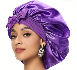 Jumbo Large Satin Silk Night Sleeping Cap Stretchy Tie Band Bonnet Edge Wrap for Women Long Curly <b>Braid</b> - Product Image 2
