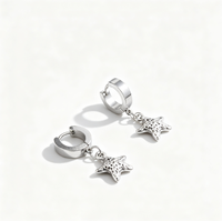 Boucles d'oreilles pendantes rétro en forme de croix, éléphant, étoile de mer et hibou, design tendance et polyvalent pour homme, bijoux en acier inoxydable, vente chaude