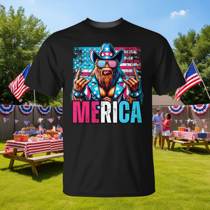 Camiseta Sasquatch Merica 4th Of July con bandera americana y estilo vaquero - Product Image 3