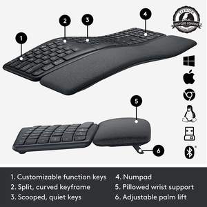 <span class=keywords><strong>Logitech</strong></span> K860 <span class=keywords><strong>Teclado</strong></span> Portátil Inalámbrico, USB, Ergonómico, Delgado, Diseño Dividido Conveniente para Uso en Escritorio, Original, al <span class=keywords><strong>Mejor</strong></span> Precio - Product Image 5