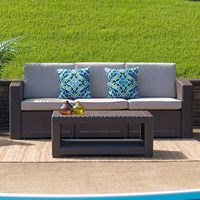 Table basse d'extérieur en rotin tressé, table d'appoint pour terrasse, idéale pour cour, jardin, véranda, villa