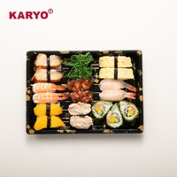 Boîte à sushi de qualité alimentaire KARYO 1111, boîte d'emballage alimentaire rectangulaire en PS avec couvercle transparent, boîte à sushi jetable