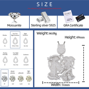 Ciondolo a forma di fiore, ragno e spine con lettera M, placcato oro, in argento sterling 925, con moissanite VVS, testato con il Diamond Tester, per uomo - Product Image 6