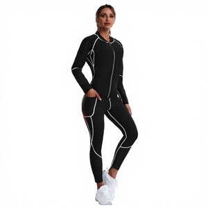 Veste de sauna pour femme avec logo personnalisé, combinaison amincissante pour la maison, col rond, manches longues, ensemble de sport - Product Image 2