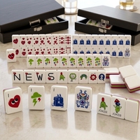 Tuiles de mahjong américaines personnalisées, ensemble de mahjong en acrylique superposé, surface brillante, bords lisses avec impression personnalisée