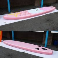 Planche de SUP gonflable 12,5'x31"x6" rose en PVC/Drop Stitch avec pont antidérapant pour usage en mer, comprend pagaie/pompe/laisse/palmes