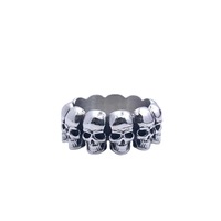 Bague Crâne Vintage pour Homme, Entièrement Pavée de Pierres, en Acier Inoxydable 316L, Style Gothique Punk, Pièce Détachante