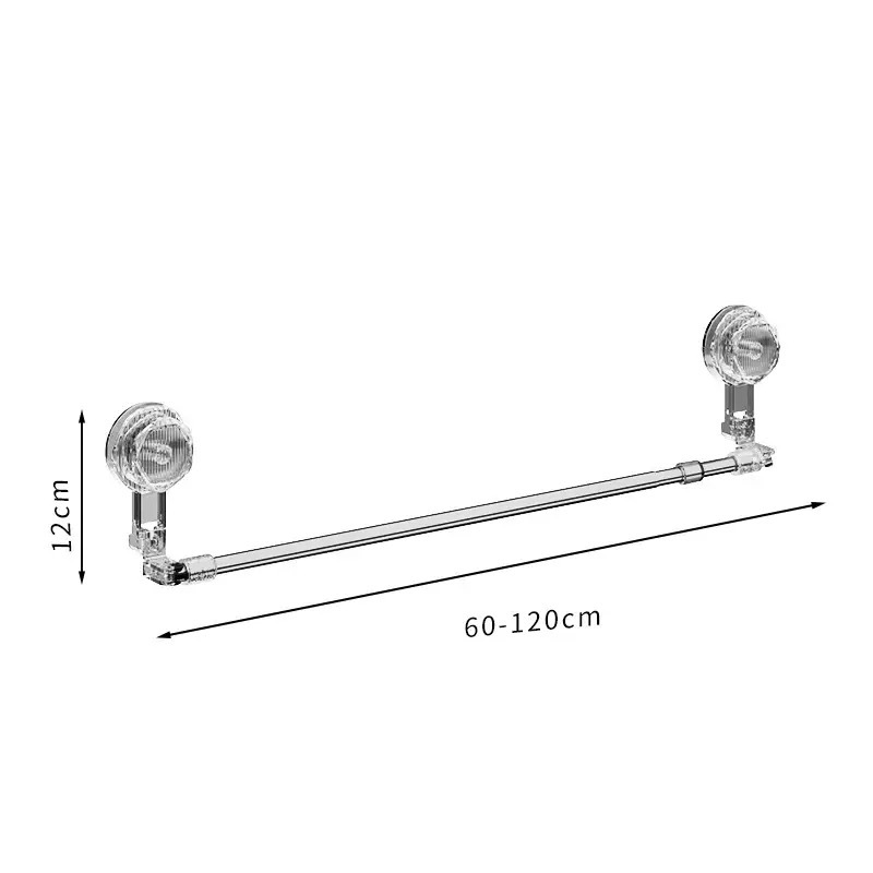 Toallero telescópico transparente de una sola barra