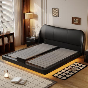 Letto Sospeso Moderno a Forma di Petalo in Legno Massello con Striscia Luminosa a Induzione, Spazio di Archiviazione <span class=keywords><strong>Salvaspazio</strong></span>, Sicurezza Completa, Camera da Letto Principale di Alta Gamma - Product Image 5