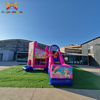 Château gonflable commercial en PVC pour filles, thème licorne, avec toboggan et zone de saut, pour location, capacité 20 personnes