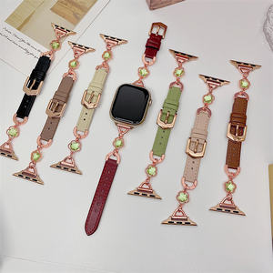 <span class=keywords><strong>Bracelet</strong></span> fleur en <span class=keywords><strong>cuir</strong></span> de luxe haut de gamme pour Apple iwatch smartwatch s10 nouvelle 56789 chaîne se femmes s9 - Product Image 1