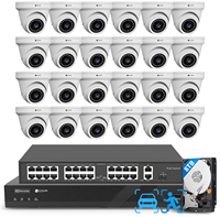 Système de caméra de sécurité 4COVR 4K 32 canaux, caméras IP de type tourelle, vision nocturne, grand angle, détection AI des personnes/véhicules, étanche IP67