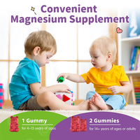 Compléments alimentaires en gommes au glycinate de magnésium végétalien à saveur naturelle de raisin avec L-théanine et vitamines B6/B12 pour le sommeil et la relaxation des enfants
