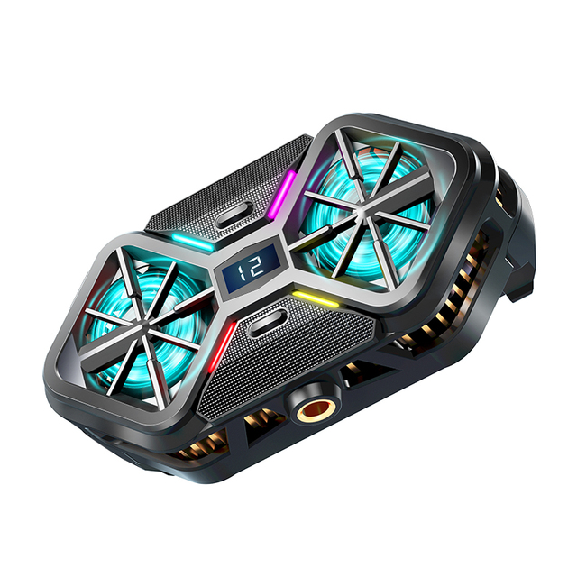 Two Fans Mobile Phone Portable Cooler Gaming Semiconductor Fast Cooling Smartphone Radiator with RGB Light