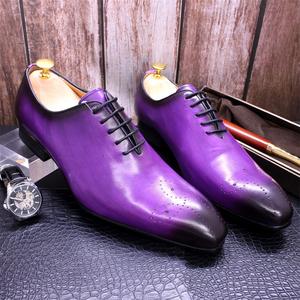 Men's Genuine Leather Slip-On Round Toe <b>Dress</b> Shoes & Oxfords Hand-Painted Business Casual & Wedding Formal Autumn Styles - Product Image 2