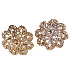 Broche Fleur en Strass Or Rose 39mm de Diamètre Accessoire de Bijouterie DIY Décoration Vêtement Corsage - Product Image 4