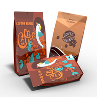 Emballage alimentaire biodégradable écologique à soufflet latéral et fond plat 250g 12oz 1LB pour chewing-gum, sushi, café, lait