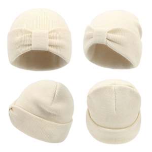 Bonnet en tricot jacquard uni pour bébés et tout-petits, avec nœud, pour l'automne et l'hiver - Product Image 6