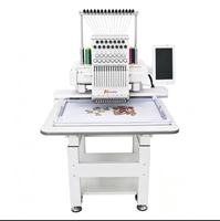 Machine à broder à tête simple 12 aiguilles/9 aiguilles, adaptée aux casquettes, aux t-shirts et aux vêtements plats, machine à broder multifonctionnelle