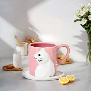 Valentine's Day Nordic Simple Style 400ml Ceramic Cartoon Three-dimensional Cat <b>Mug</b> Gift For Couple - Product Image 3