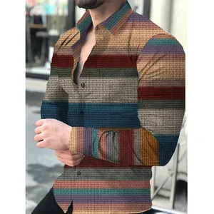 Factory Wholesale 3d Printed Men's Casual Shirts Plus Size OEM Customized Long-Sleeved Shirts for man
