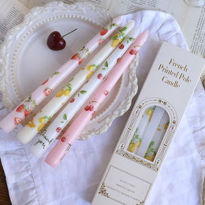 25cm Fruit Printed Long <b>Taper</b> <b>Candle</b> Smokeless Paraffin Wax Romantic Wedding Dinner Home Party Decorative <b>Candles</b> - Product Image 3