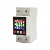 Dispositif de protection contre les surtensions et les sous-tensions réglable à double affichage sur rail DIN 40A 63A, relais de protection 220V 230V (40A)