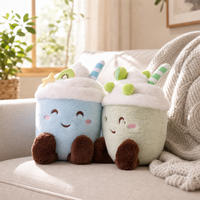 Jouets en peluche 100% polyester, poupée en forme de coupe de crème glacée brodée, jouet anti-stress pour fête d'anniversaire, tous âges