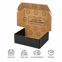 Boîte d'expédition personnalisée en kraft noir bicolore, boîte cadeau de remerciement avec impression de logo personnalisé, vente en gros, directement de l'usine, OEM