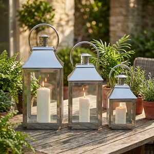 High Demand Set 3 Silver Iron Outdoor Wedding Christmas Valentine's Day <b>Lanterns</b> <b>Large</b> Size Eco-Friendly Durable for Garden - Product Image 3