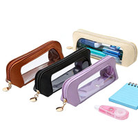 BECOL Nouvelle Trousse de Maquillage Portable Grande Capacité, Pochette Cosmétique Imperméable en Cuir PU avec Fenêtre Transparente