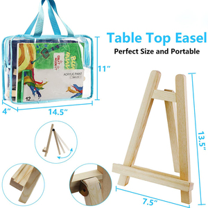 Juego de dibujo para niños, 28 piezas de lienzo, pinceles de caballete de mesa acrílicos y cubierta de arte impermeable, kit de suministros de Arte de paleta - Product Image 3