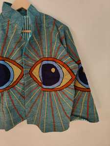 Chaqueta Suzani Bordada con Ojo Místico, Abrigo Boho de Lujo Hecho a Mano, Prenda Exterior con un Diseño Artístico Audaz, Regalo para Ella, Chaqueta Suzani de Algodón - Product Image 4