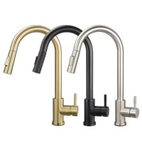 Pulvérisateur à tirette moderne à poignée unique en acier inoxydable nickel brossé pour cuisine salle de bain ferme simple