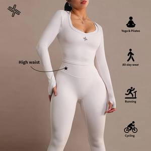 Tùy Chỉnh Tập Luyện Mặc Các Nhà Sản Xuất Spandex Tập Thể Dục Athleisure Mặc Phụ Nữ Yoga Thể Thao 2 Mảnh Pilates Phòng Tập Thể Dục Quần Áo Bộ - Product Image 4