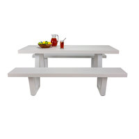 Ensemble table et chaises modernes en aluminium pour extérieur – Durable pour parcs, jardins, balcons, cours, places publiques, pique-niques, hôtels