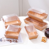 Kotak Kemasan Kue Sushi Sekali Pakai Transparan dengan Jendela untuk Tiramisu, Sandwich, Taco, Dessert, Pie, Roti