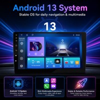 Autoradio Android 13 9 pouces 2 Go 64 Go RK3562 Écran tactile Navigation GPS avec CarPlay sans fil et Bluetooth 5.0
