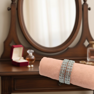Silver Plated White Fine Jewelry <b>Set</b> with Crystal Stone and <b>Pearls</b> 2.6 Bangles Jewelemarket - Product Image 3