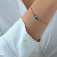 Bracelet artisanal pour femme EMANCO en zircon multicolore brillant, pierre de naissance, en acier inoxydable PVD couleur or/argent, idéal pour les fêtes, dropshipping