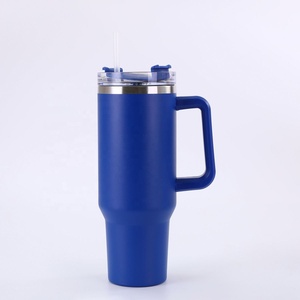 Double Wall Stainless Steel Vacuum Insulated Handle Tumblers 40oz Car Travel Tumbler <b>With</b> Lids and <b>Straw</b> - Product Image 3