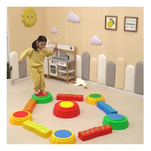 8pcs बच्चों बैलेंस बीम, संतुलन पुल के साथ गैर पर्ची सतह और नीचे, stackable बच्चा संतुलन के लिए पत्थर कदम बोर्ड खिलौने