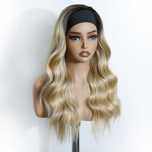 Offres Spéciales 26 pouces <span class=keywords><strong>de</strong></span> Long corps vague <span class=keywords><strong>bandeau</strong></span> perruque cheveux synthétiques perruque haute température Fiber brun noir femmes cheveux - Product Image 2