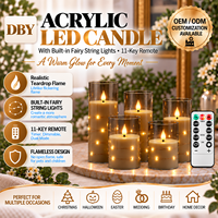 Bougies Pilier LED Sans Flamme en Plastique, Lumières Féeriques Rechargeables avec Télécommande et Minuteur, Flamme Réaliste pour Mariage et Noël