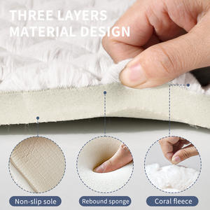 Alfombra de Baño Rectangular de Felpa con Textura Simple, Antideslizante, Absorbente, de Secado Rápido, para Uso Doméstico, de Fibra de Poliéster, Color Sólido - Product Image 3