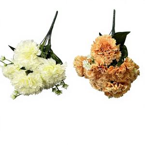 باقات زهور اصطناعية يدوية الصنع من الحرير البرغندي، زهور قرنفل واقعية بلون الخريف المحروق للتخرج وعيد الميلاد والسنة الصينية الجديدة ZR1455 - Product Image 4