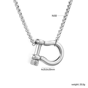 Collar con Colgante de Acero Inoxidable con Diseño de Gancho Geométrico y Cadena de Clavícula con Hebilla de Herradura, Joyería de Moda con Tendencia Hip Hop - Product Image 4