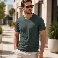 T-shirt extensible à manches courtes et col rond pour homme, été